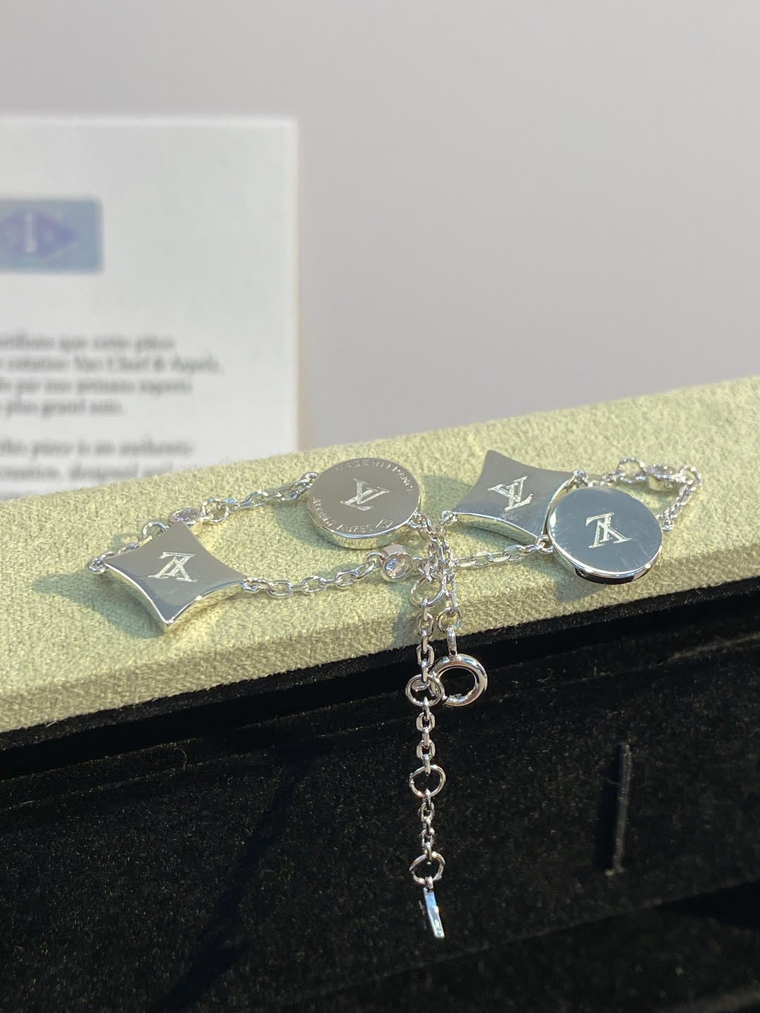 Louis Vuitton Silver Bracelet with Blue Enamel and Diamonds